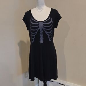 Black Skeleton Print Dress